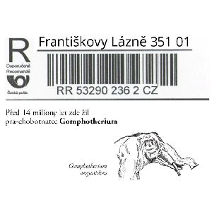 Gomphotherium angustidens on register letter label of Czech Republic 2022