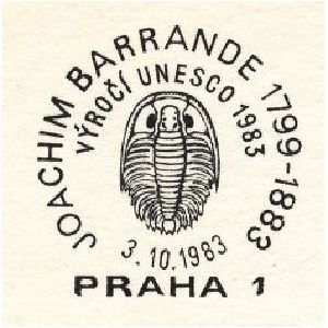 Trilobite on postmark of Czechoslovakia 1983