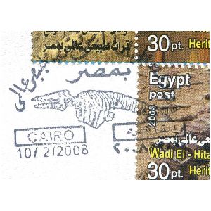 Fossils on commemorative postmark of Egypt 2008