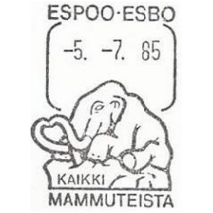 Mammoth on commemorative postmark of Finland 1985