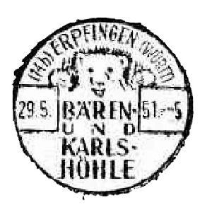 Cave Bear Ursus spelaeus on commemorative post mark of Germany 1951