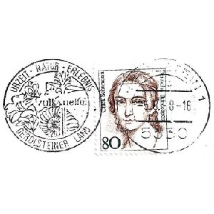 Ammonite on postmark of Germany 1988