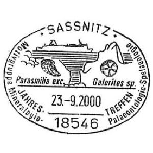 Prehistoric coral Parasmilia on postmark of Germany 2000