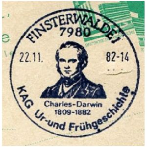 Charles Darwin on postmark of East Germany 1982