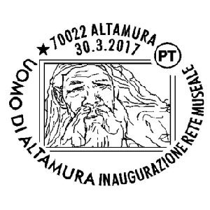 Altamura Man on commemorative postmark of Italy 2017