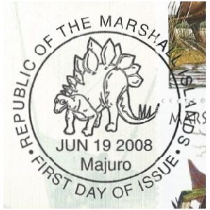 Stegosaurus on postmark of Marshal Islands
