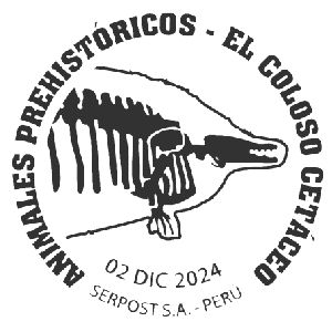 Perucetus colossus on postmark of Peru 2024