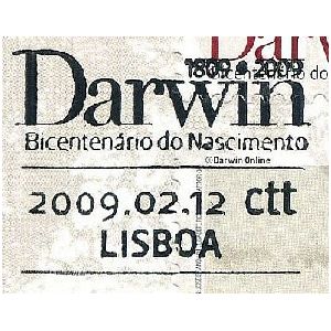 Charles Darwin on commemorative postmark of Portugal 2009