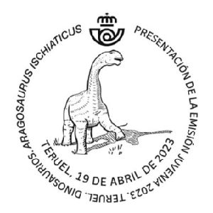 Aragosaurus ischiaticus on postmark of Spain 2023