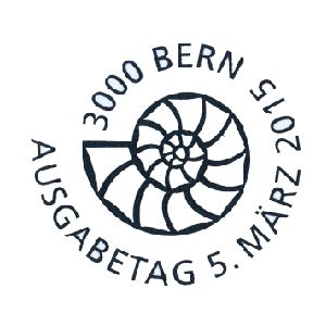 Ammonite on postmark of Switzerland 2015