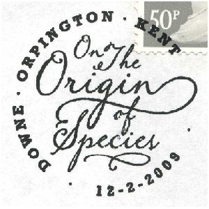 On the Origin of Species postmark of Great Britain 2009
