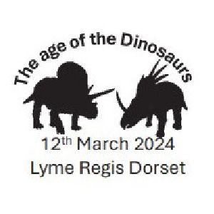 Triceratops on commemorative postmark of Great Britain 2024
