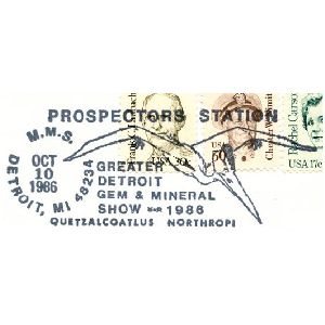 Pteranodon on postmark of USA 1986