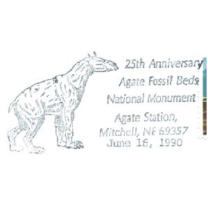 Prehistoric mammal on postmark of USA 1990