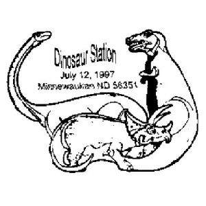 Dinosaurs on postmark of USA 1997