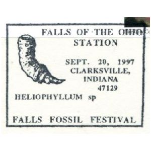 Heliophyllum fossil on postmark of USA 1997