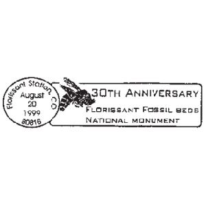 Prehistoric insect on postmark of USA 1999