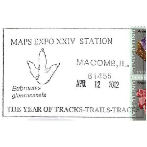 Footprint of Eubrontes glenrosensis on postmark of USA 2002