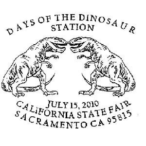 Tyrannosaurus rex on postmark of USA 2010