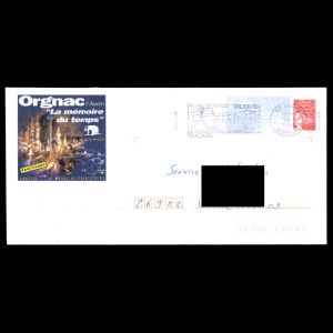 Mammoth discovery site on the cachet of the postal stationery of France