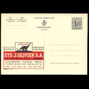 Sauropod dinosaur on postal stationery of Belgium 1940s
