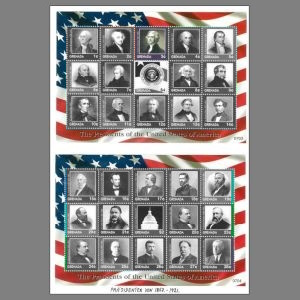 Thomas Jefferson among other American Presidents on stamps of Grenada 2007