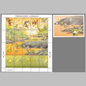 prehistoric animals on stamps of Sierra Leone 1992