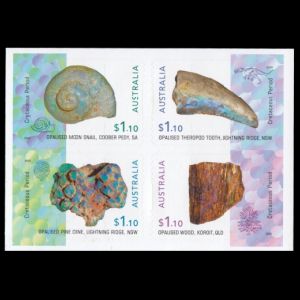 Opalised fossils on self-adhesive stamps of Australia 2020