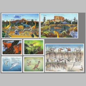 Dinosaurs and other prehistoric animals on stamps of Bhutan 1999