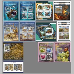 Dinosaurs and prehistoric animals on stamps of Central African Republic 2017