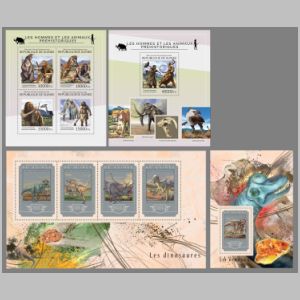prehistoric humand and animals on stamps of Guinea prehistoric humand and animals on stamps of Guinea