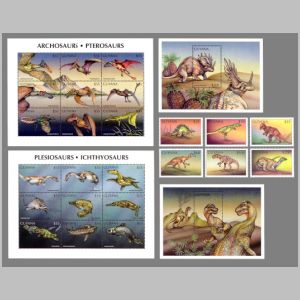  Dinosaurs and other prehistoric animals on stamps
						of Guyana 1998