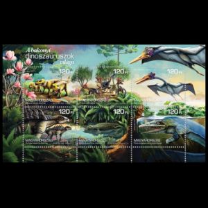 Dinosaurs and other prehistoric animals on stamps of Hungary 2018