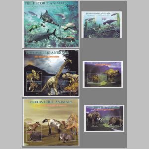 Prehistoric animals on stamps of Liberia 2005
