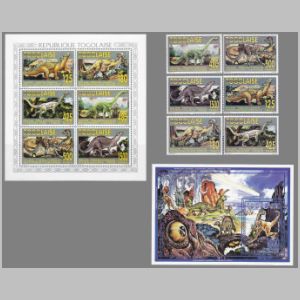 dinosaurs on stamps of Togo 1994 dinosaurs on stamps of Togo 1994