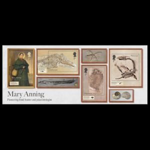 Mary Anning and her fossils on stamps of UK 2024