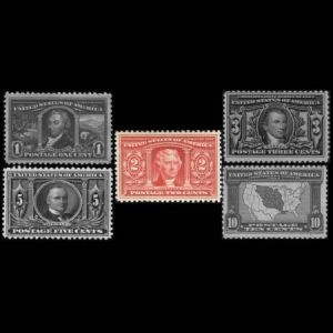 Thomas Jefferson on stamp of USA 1904