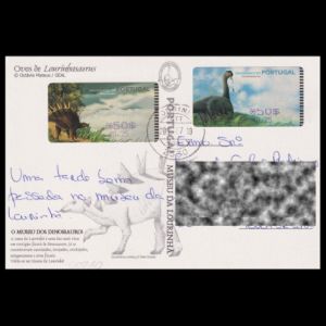 Sauropods ATM stamps of Portugal 2000 on circulated covers