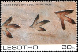 Dinosaur footprint on stamp Dinosaur footprint on stamp