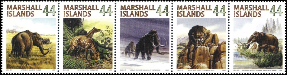 Prehistoric mammals reconstruction on stamps Prehistoric mammals reconstruction on stamps