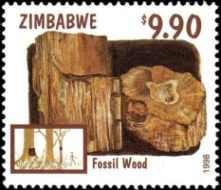 Petrified wood on stamp Petrified wood on stamp